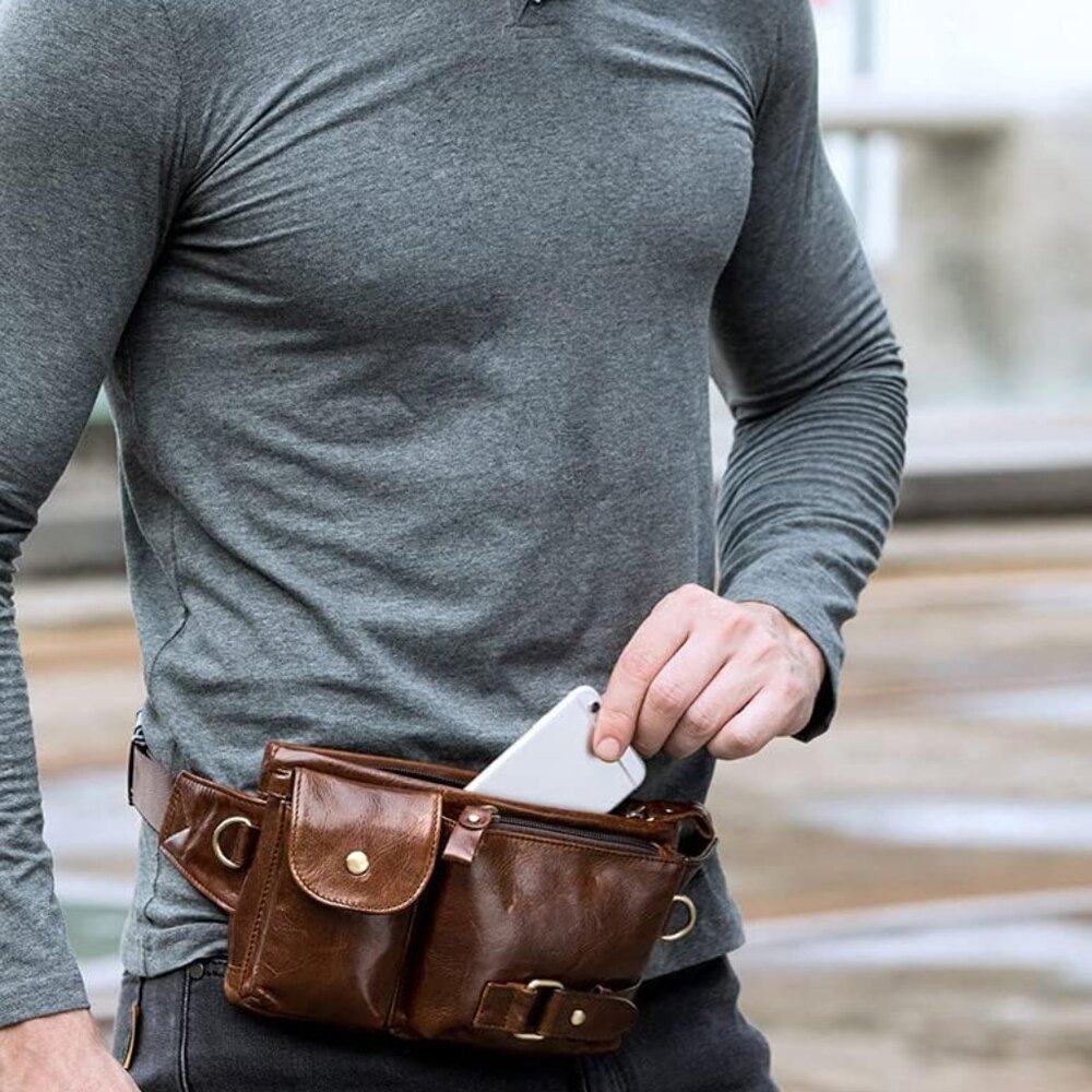 Men's Leather Fanny Pack Waist Bag